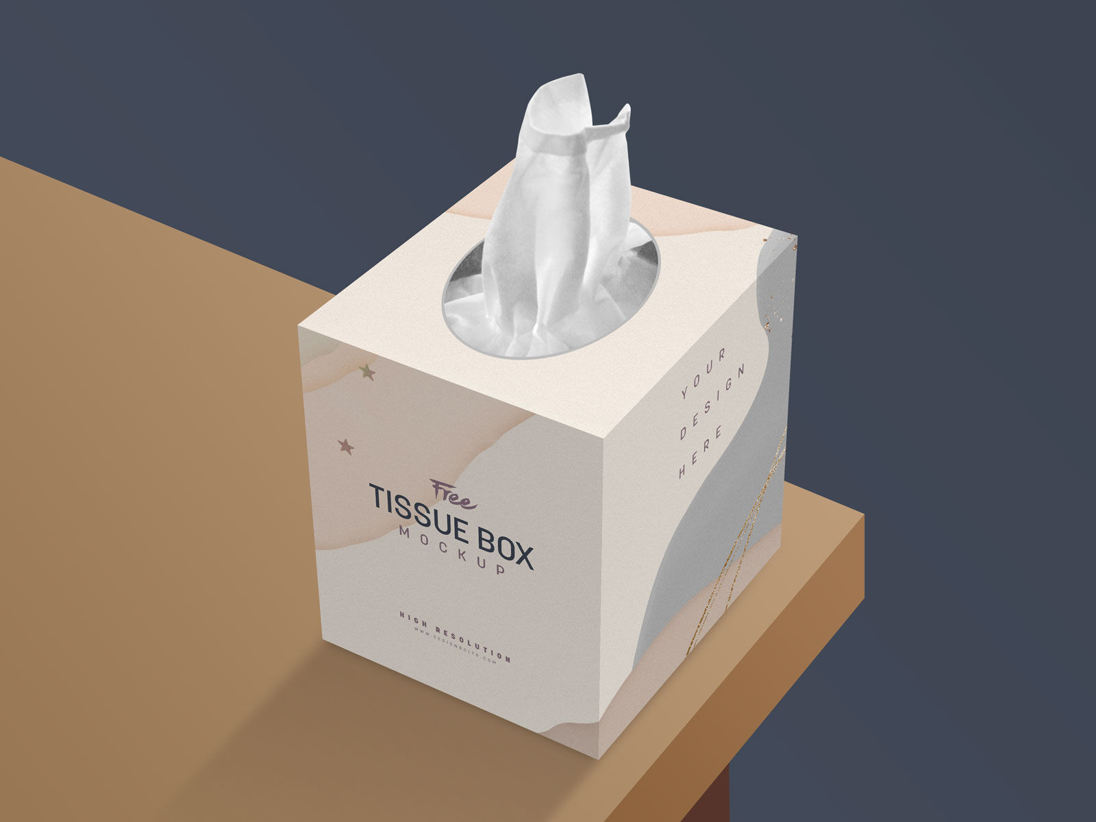 Perspective View Tissue Box on Table Mockup preview