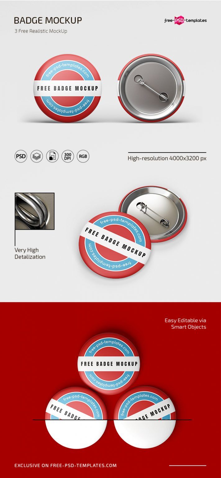 Three Round Pin button Badge Mockups