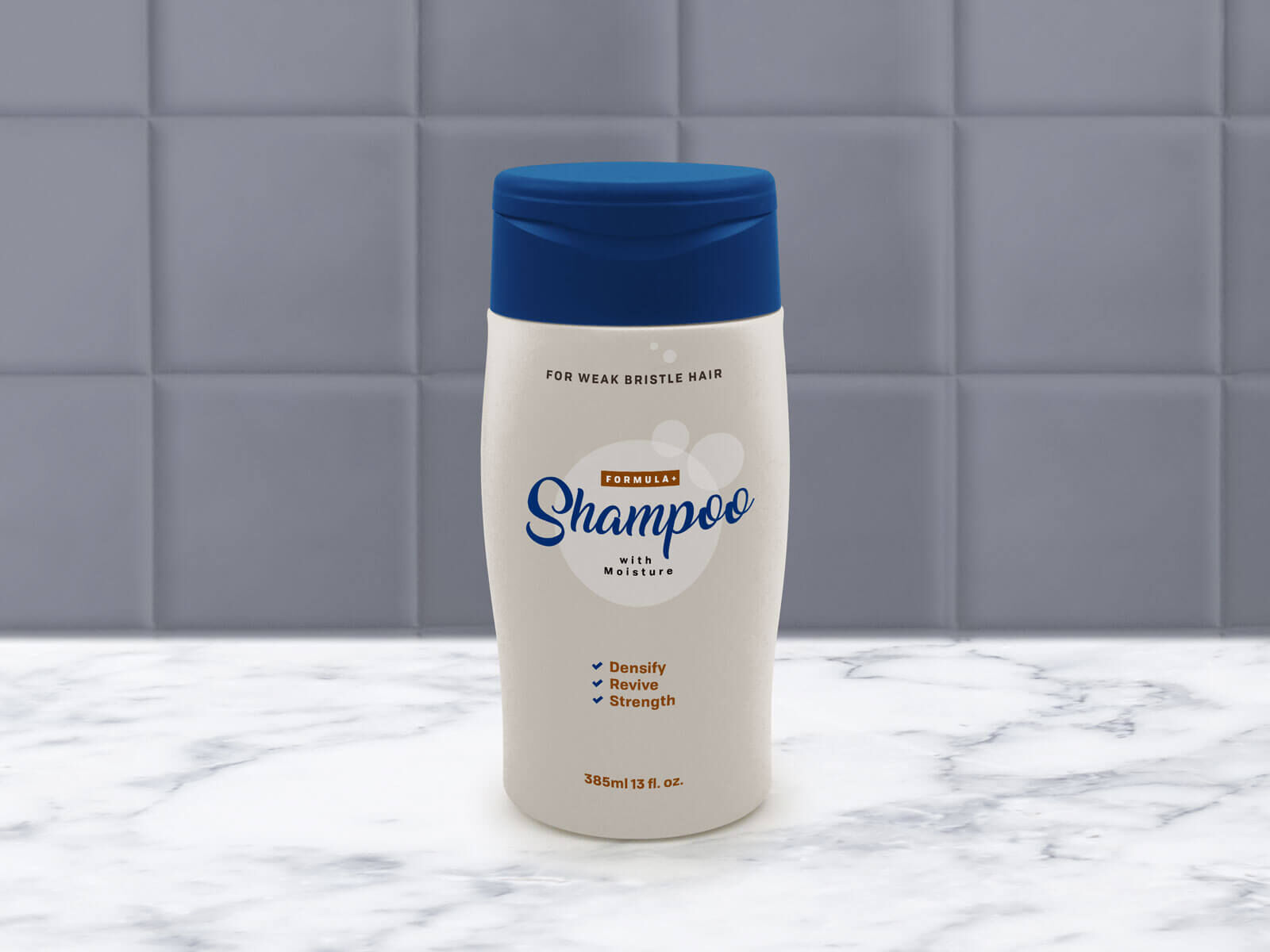 Plastic Shampoo Bottle in Bathroom Mockup