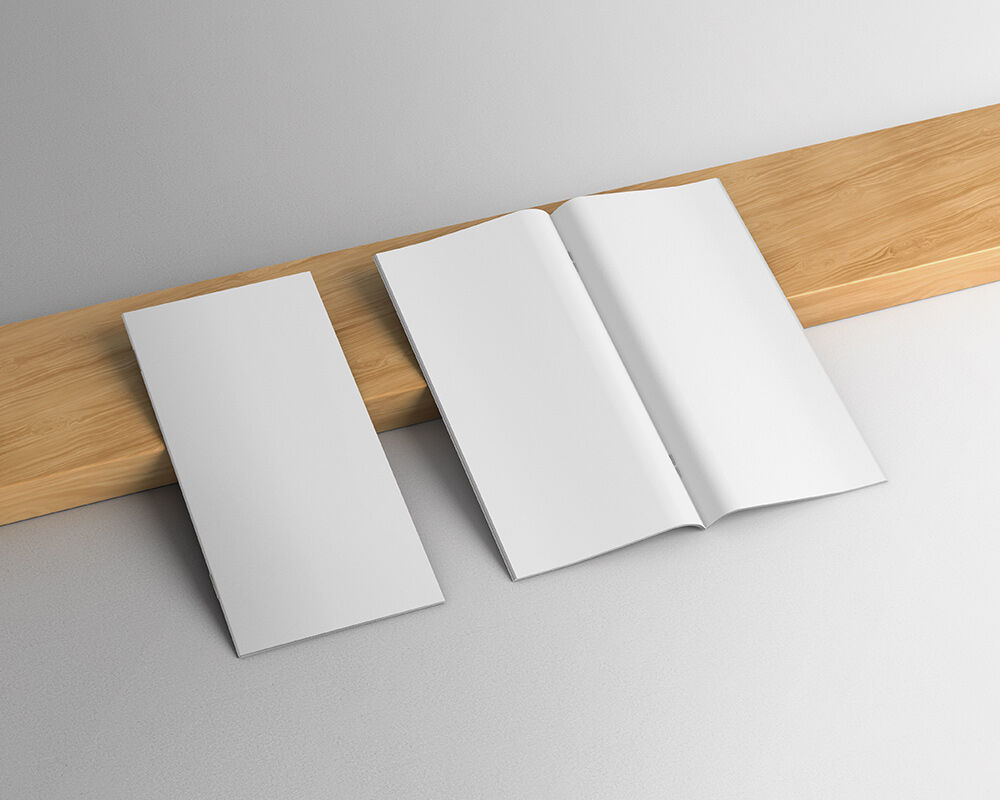Perspective View Mockup of Two Open and Closed DL Brochures preview
