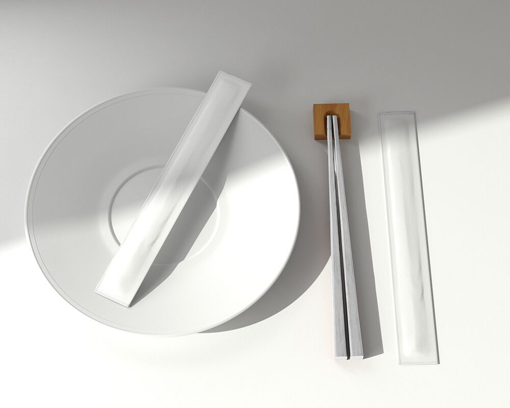 Chopsticks and Packaging on a Table Mockup