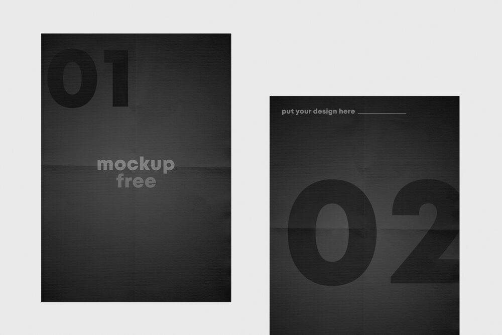 Two Creased Flyers in Top View Mockup preview