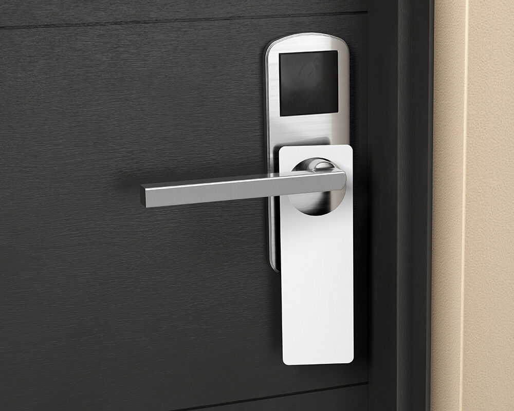 Perspective View Door Hanger Mockup on Metal Handle