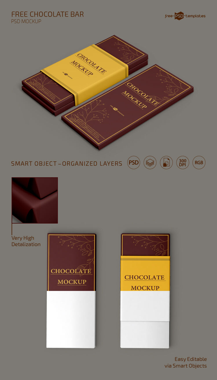 2 Chocolate Bar Mockups in Different Angles