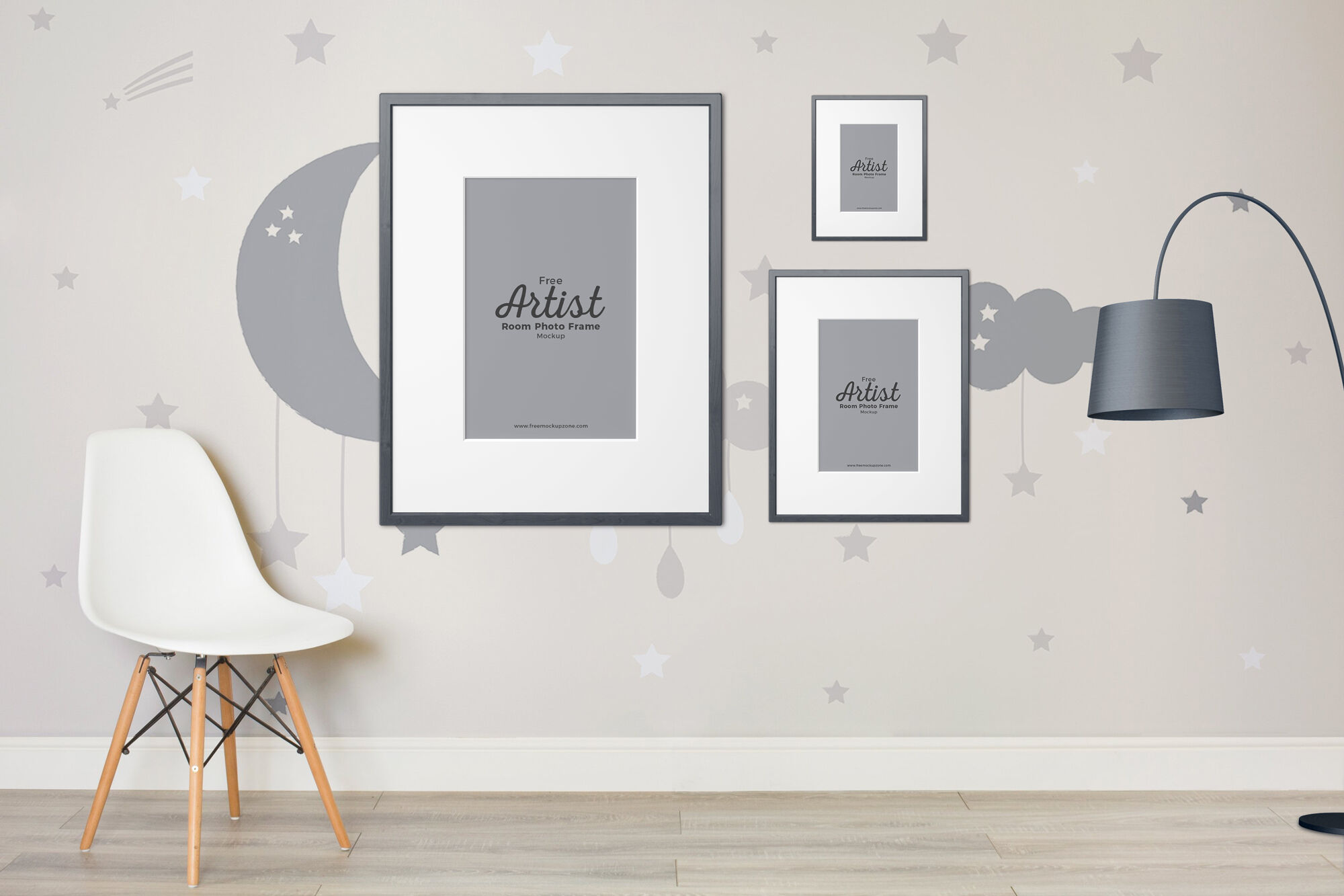 Poster Frame Mockup in Different Sizes on Artist Room