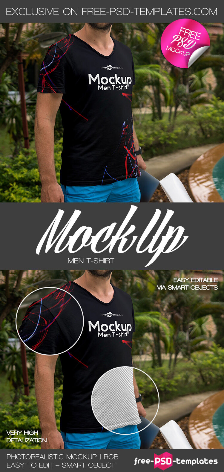 Mockup of a Man Wearing T-shirt in the Half-Side View Outdoor
