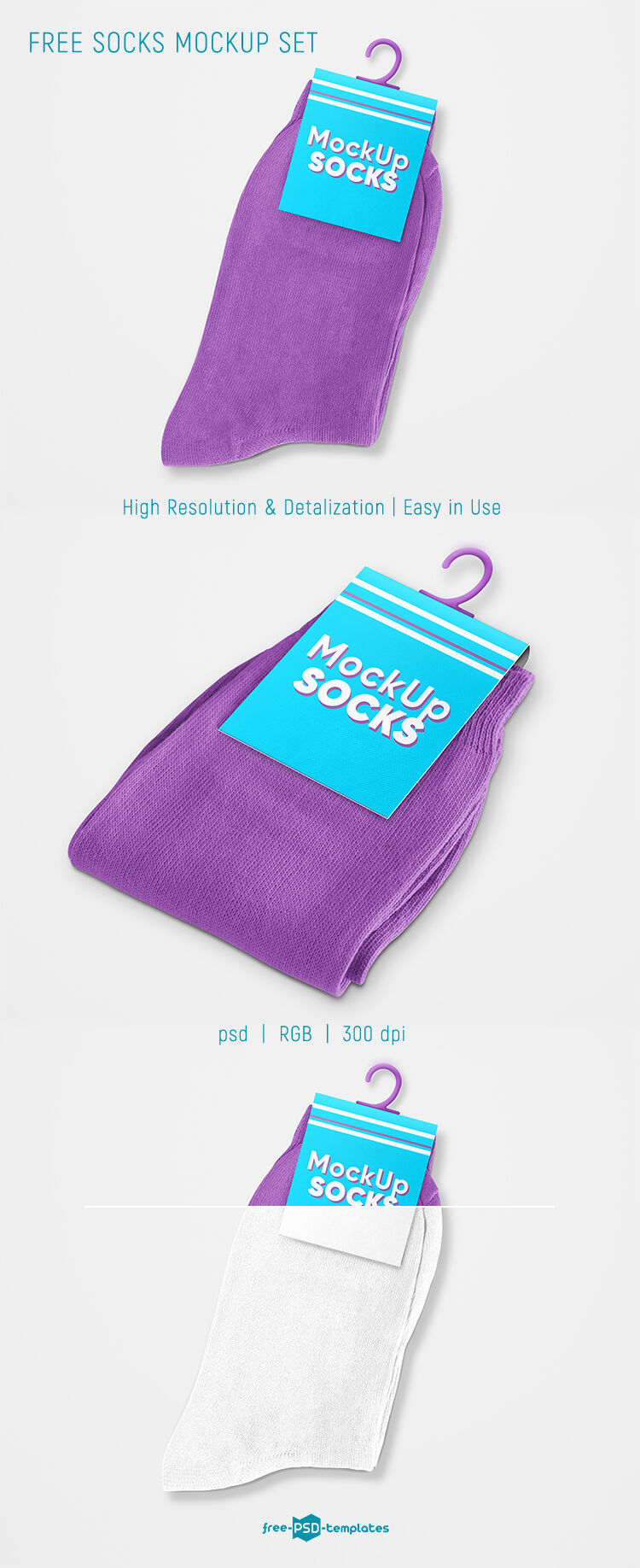 2 Socks Mockups with Hanger