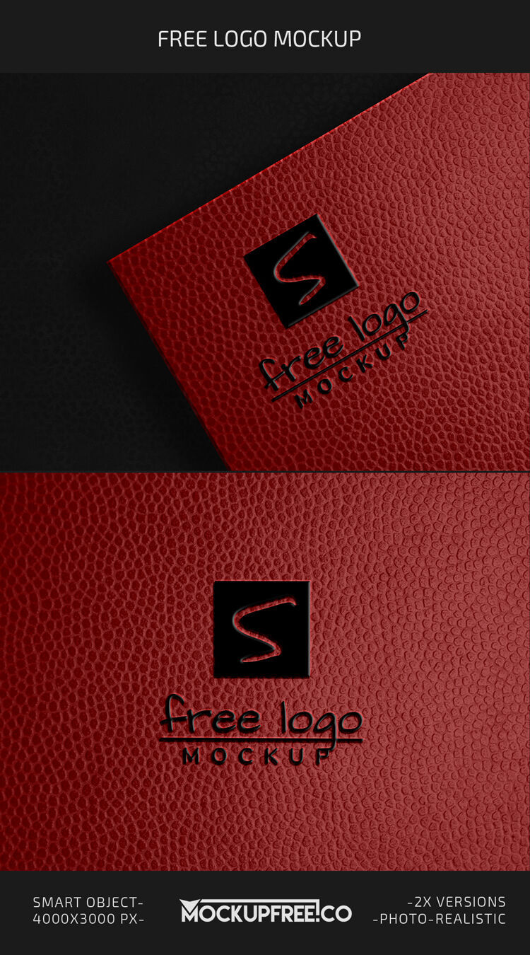 2 Top View Logo Mockups on Bumpy Leather preview