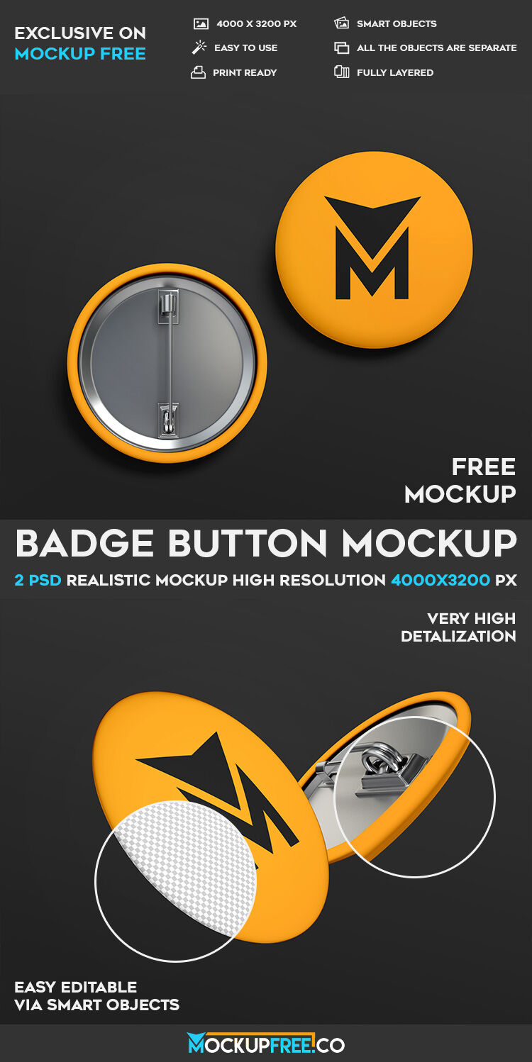 Top View of Front and Back of A Badge Button Mockup