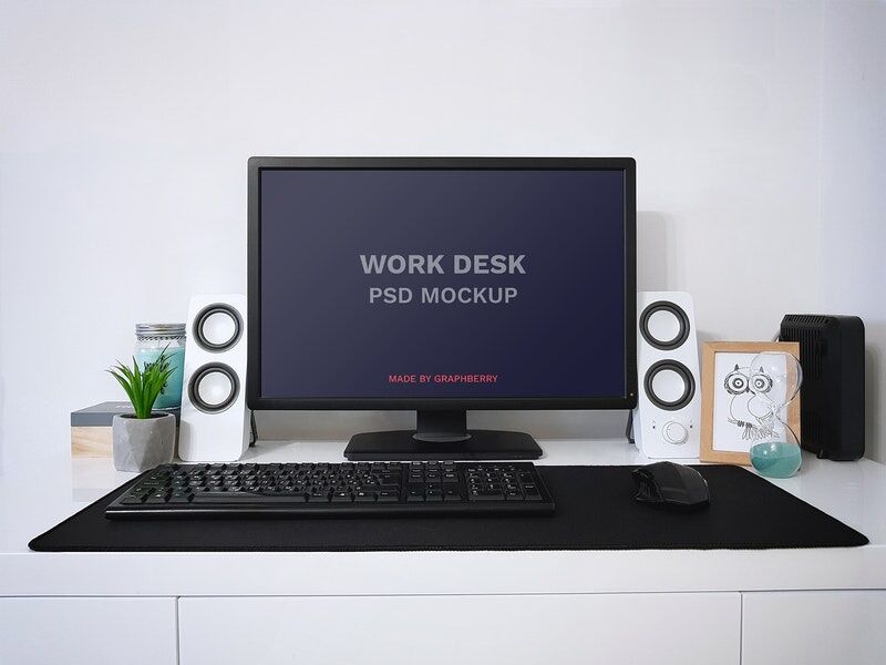 Work Desk Computer Screen Mockup preview