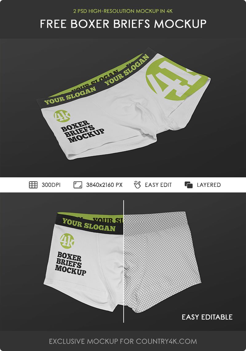 2 Mockups of Boxer Briefs Laid on the Surface in Different Angles preview