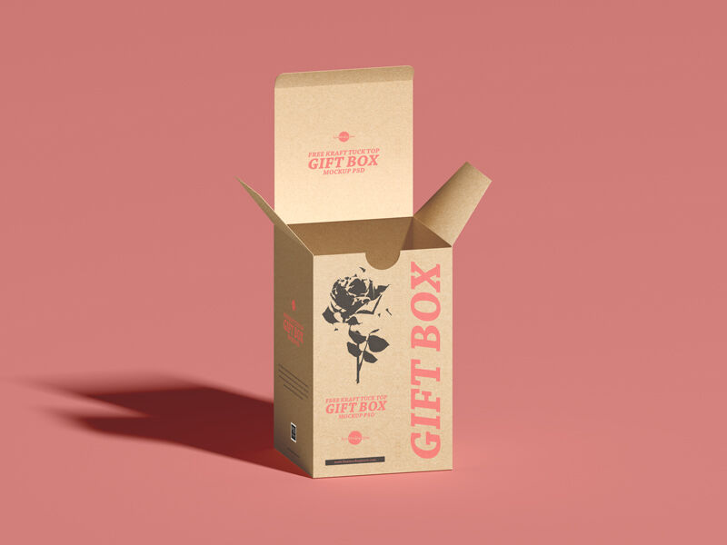 Vertical Open Gift Box Packaging Mockup preview