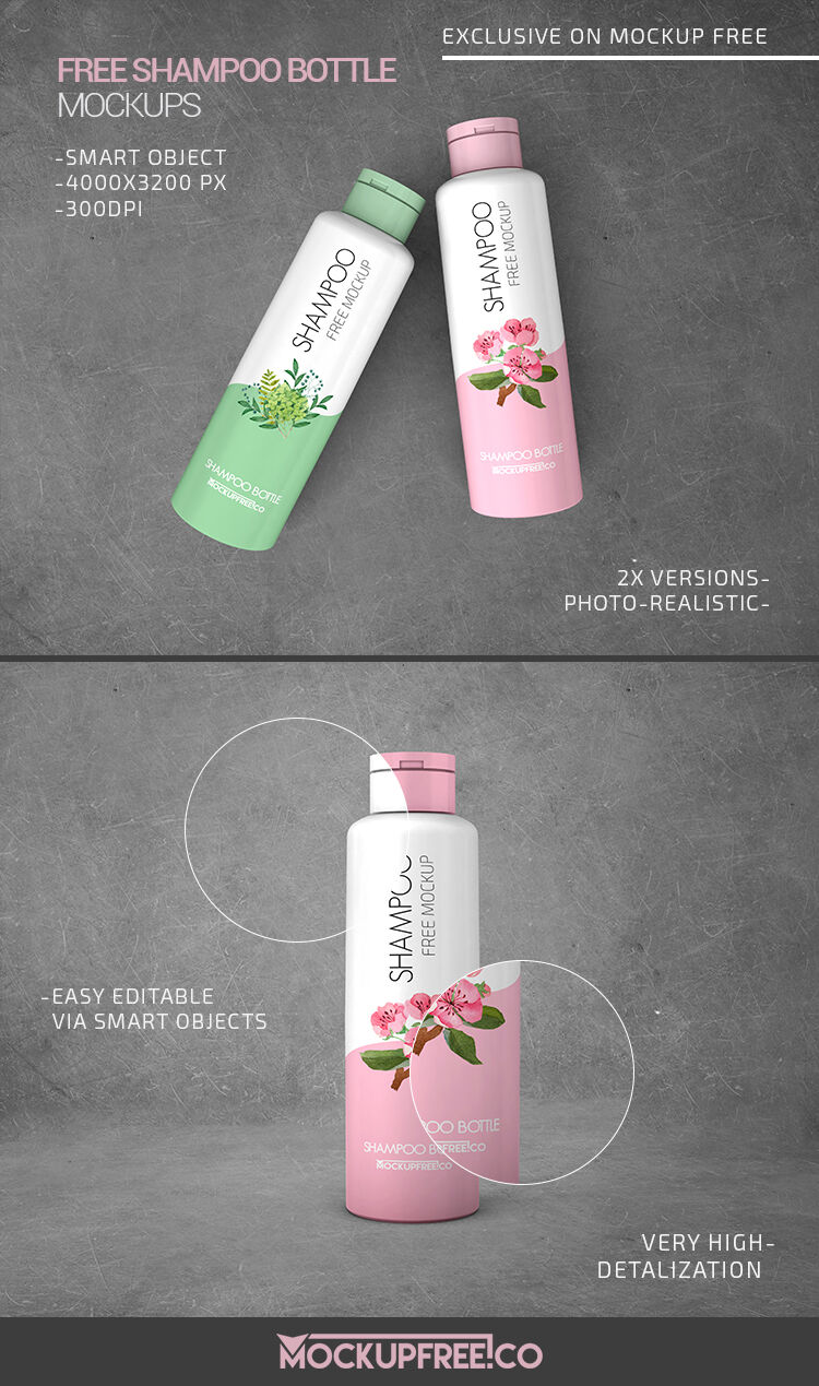 Two Mockups of Shampoo Bottles Packaging