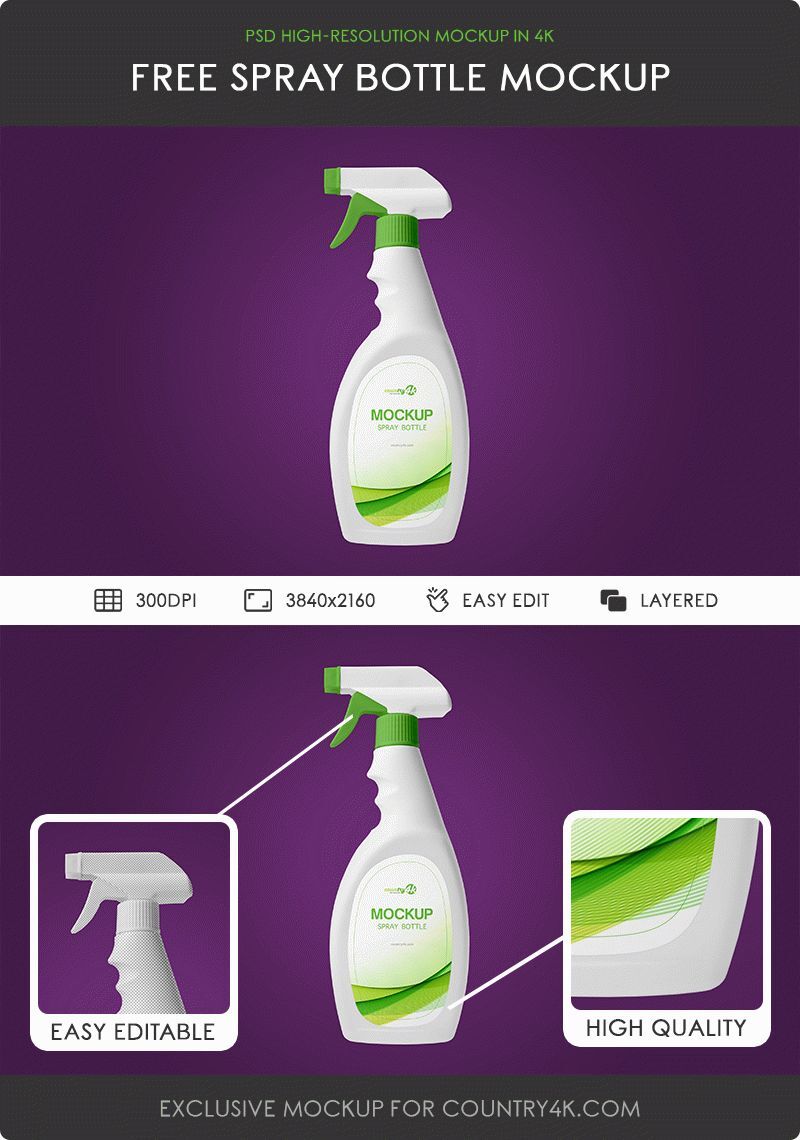 Side View Spray Bottle with Trigger Spray Top Mockup preview