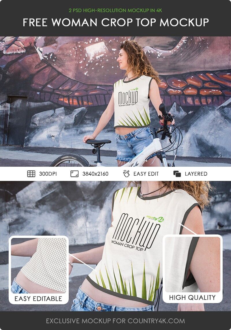 2 Outdoor Mockups Featuring a Woman Wearing a Crop Top
