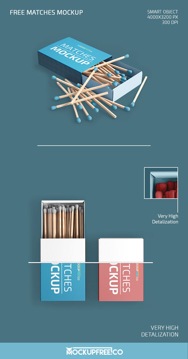 2 Mockups Featuring Open and Closed Match Boxes