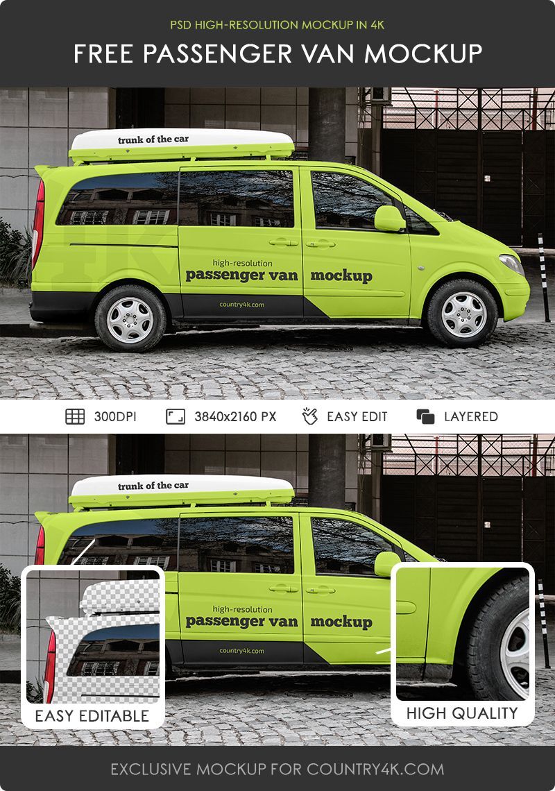 Side View of a Realistic Passenger Van Mockup