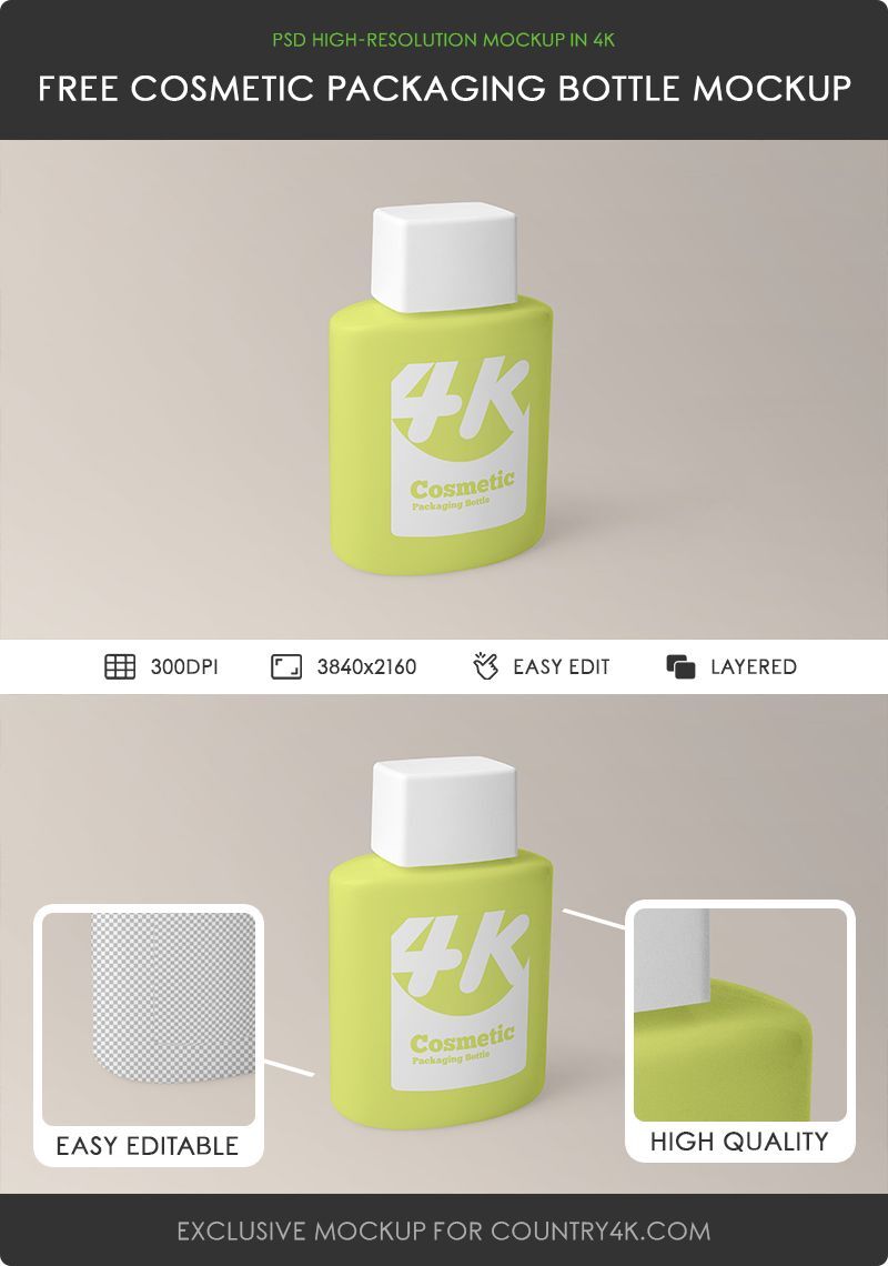 3/4 View of a Cosmetic Packaging Bottle Mockup preview