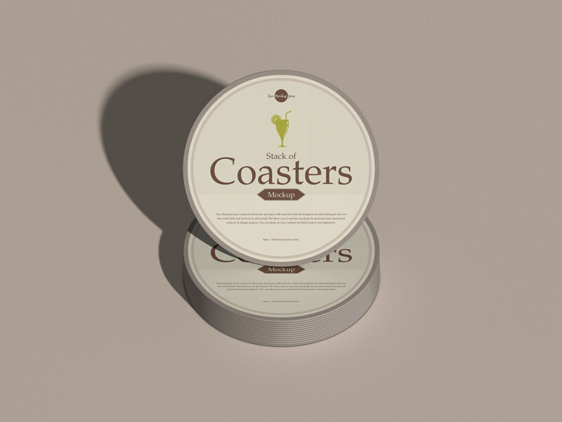 Stack Of Round Coasters Mockup