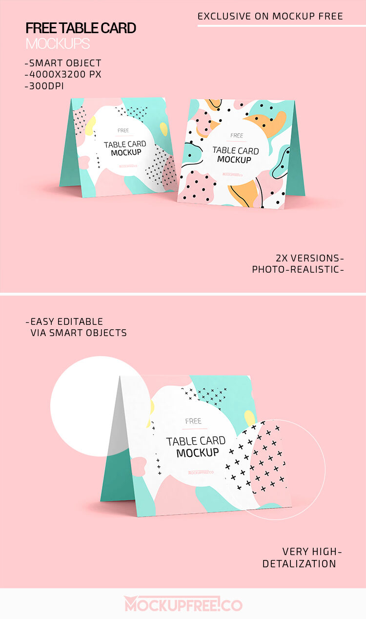2 Table Card Mockups in Perspective View preview