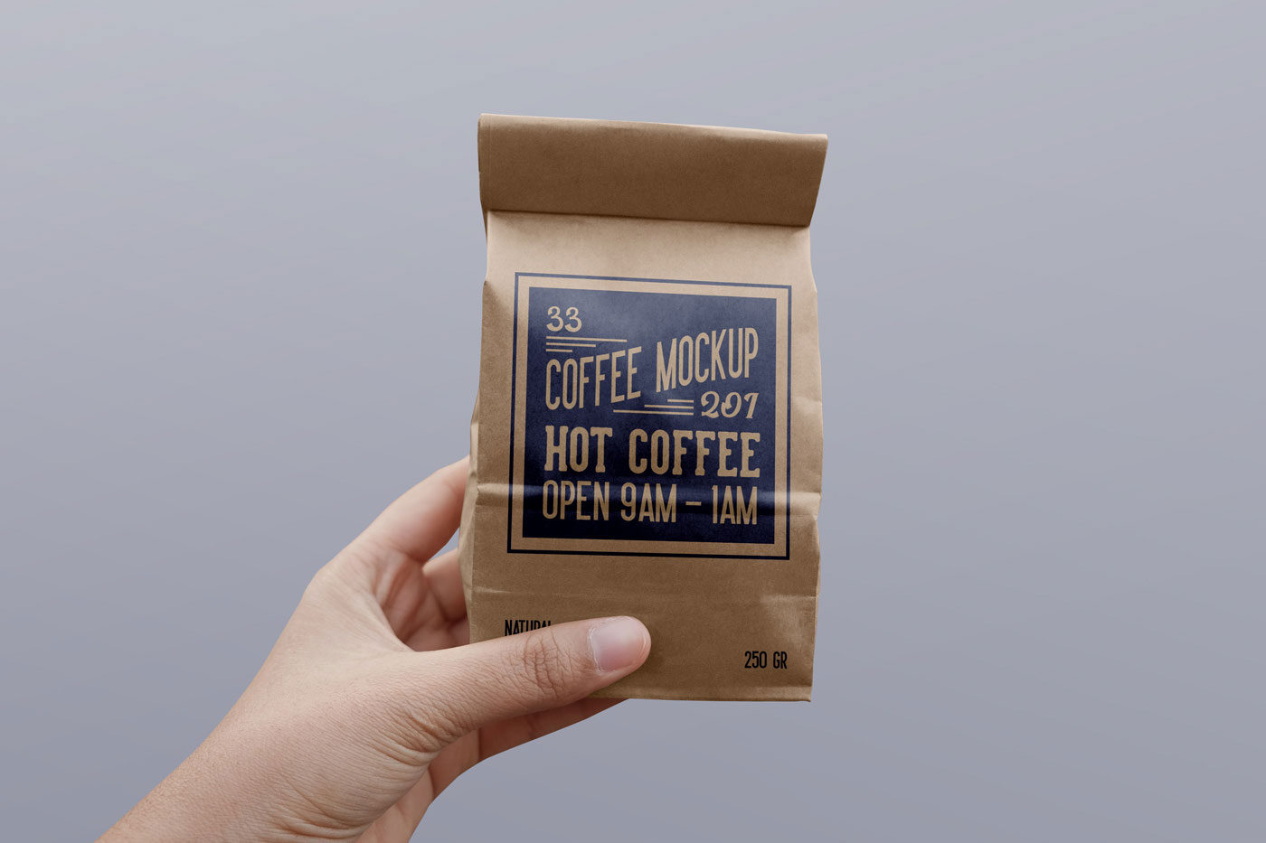 Paper Coffee Bag Mockup In Hand preview