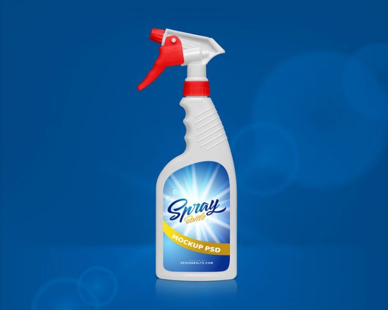 Front View Standing Opaque Plastic Spray Bottle Mockup preview