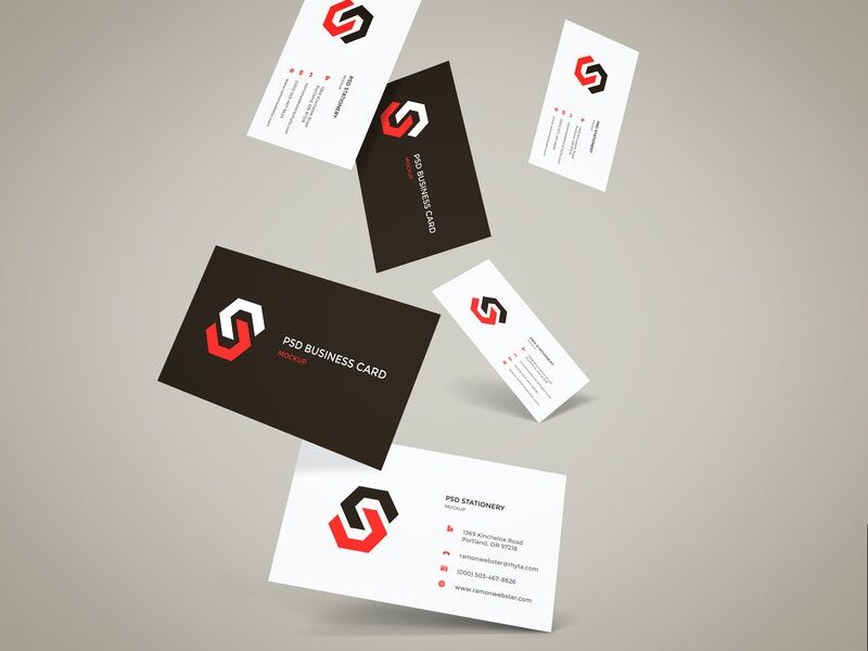 Front View Mockup of 6 Business Cards Falling Down preview