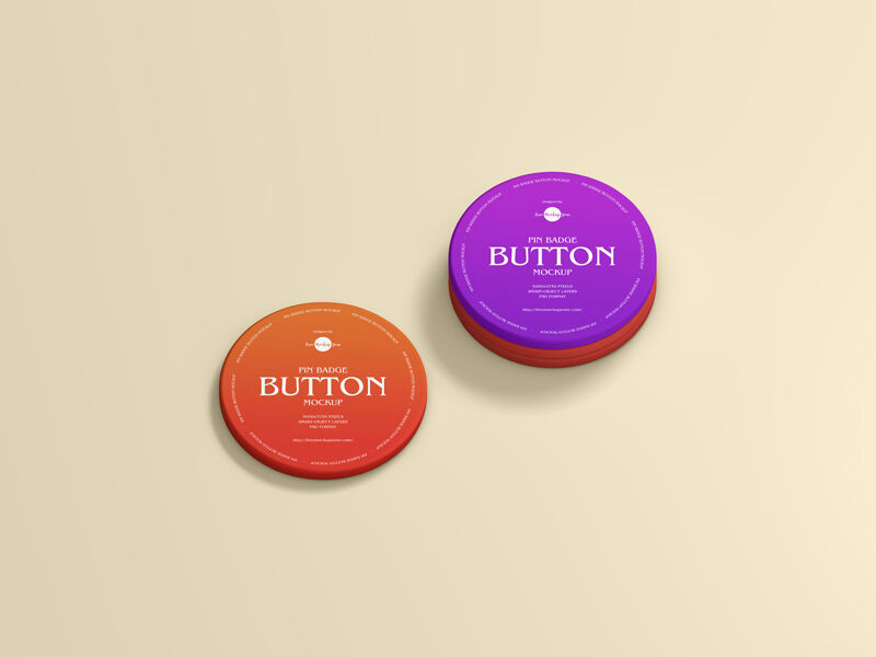 Perspective View of Three Button Badge Mockup