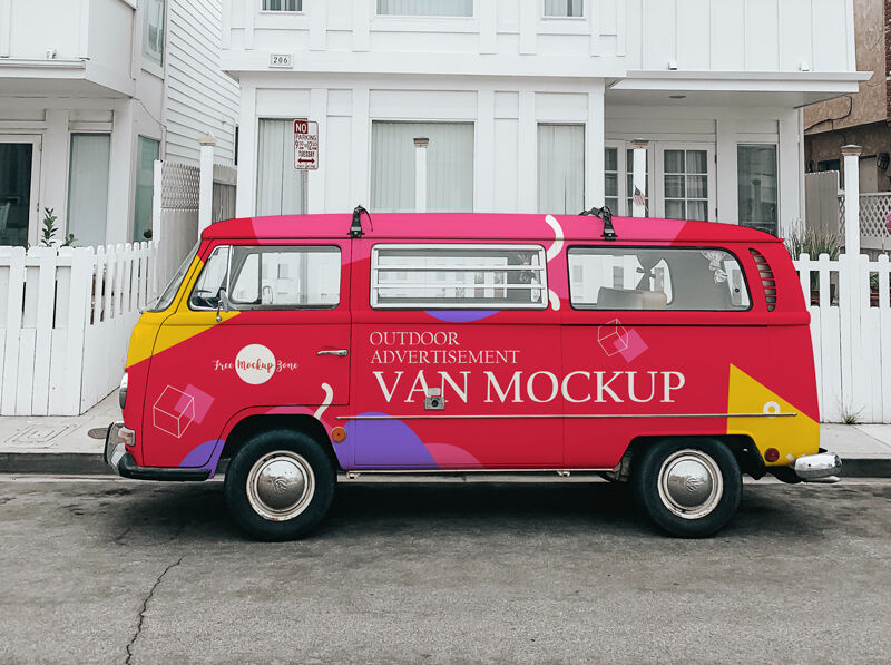 Front View of Outdoor Advertisement Van Mockup