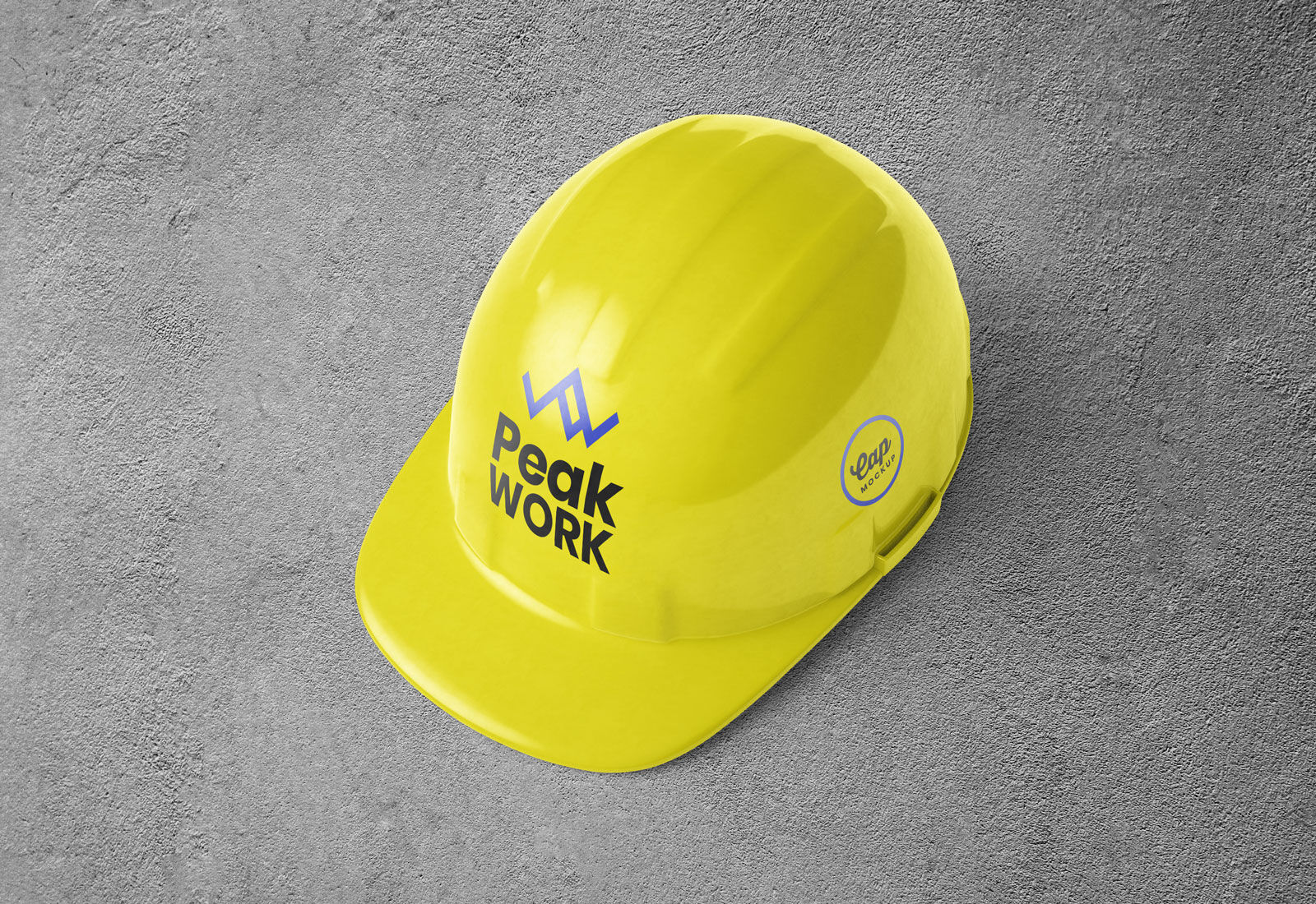 Top Side View of Construction Safety Helmet Cap Mockup