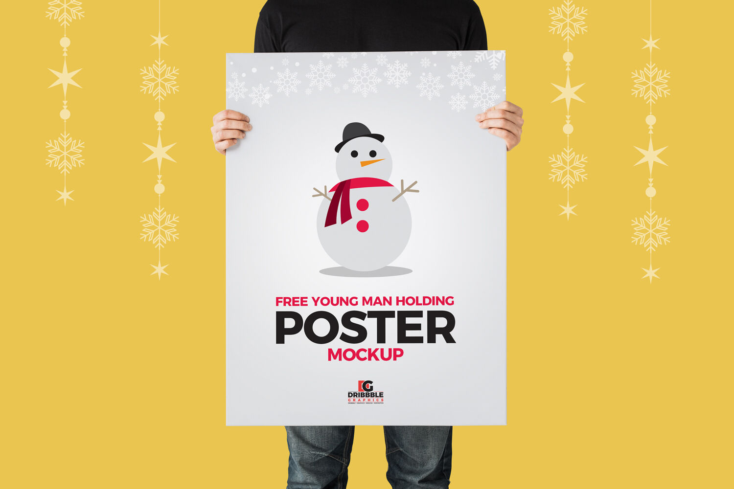 Front View of Man Hand Holding Poster Mockup preview
