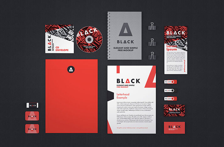 Five Mockups of Professional Corporate Identity Set in Different Angles