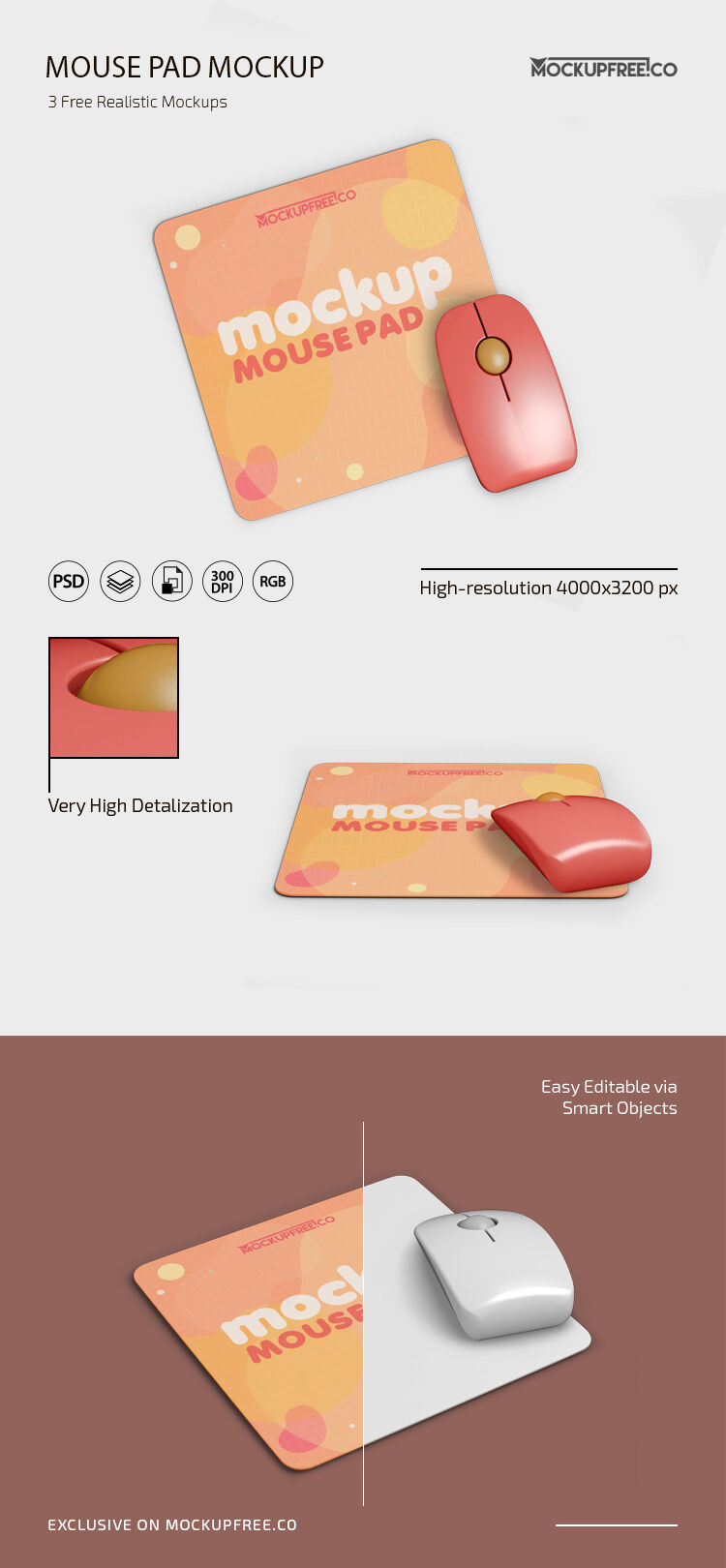 Three Mouse Pad Set Mockups preview
