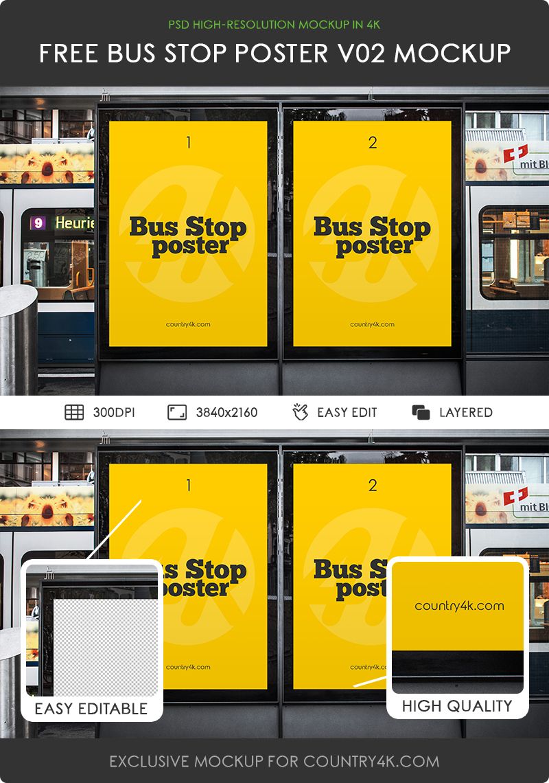 Mockup of 2 Posters in Bus Station