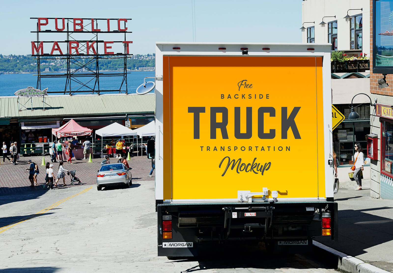 Front View of Backside of a Truck Transportation Mockup preview