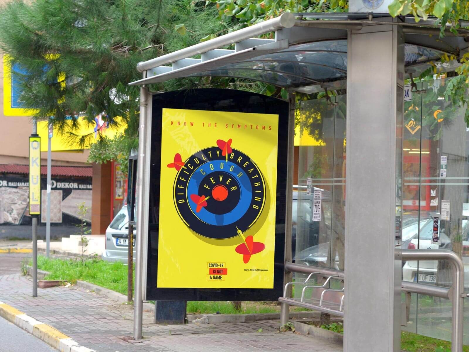 Front View of a Bus Stop MUPI Mockup
