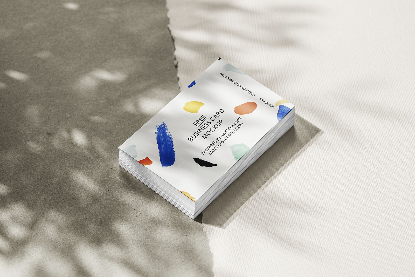 Mockup of Stack of Business Cards on the Surface in Perspective preview
