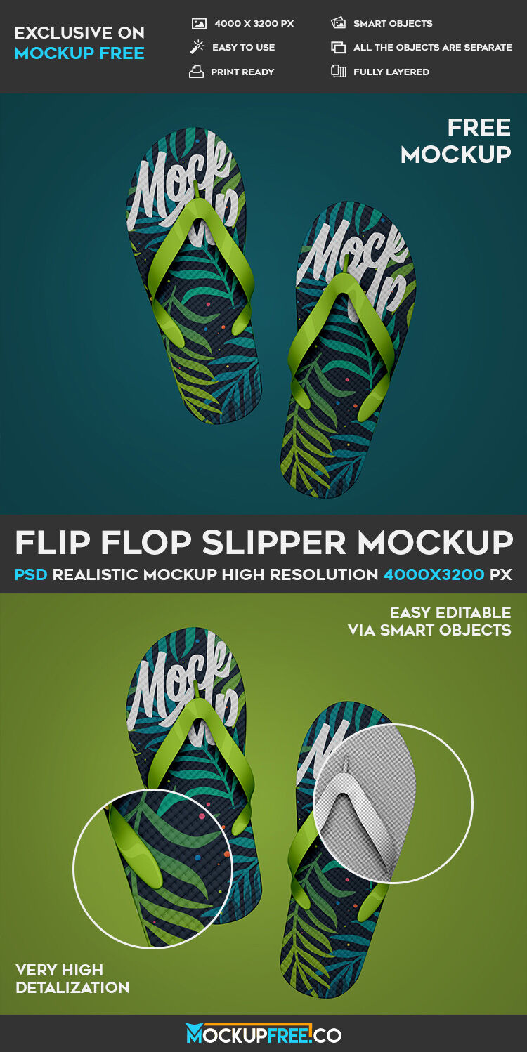 Top View of Flip Flop Slipper Mockup