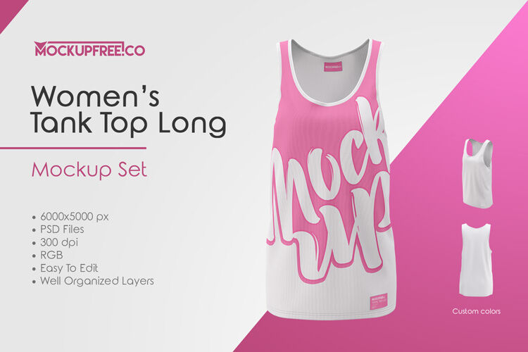 Set of Three Long Women Tank Top Mockups