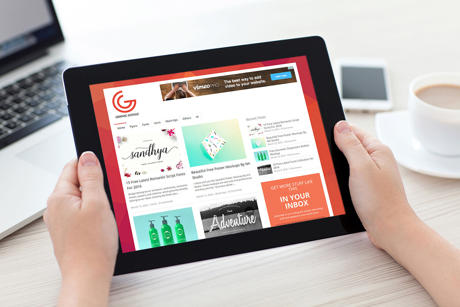 iPad Screen Design in Both Hands Mockup preview