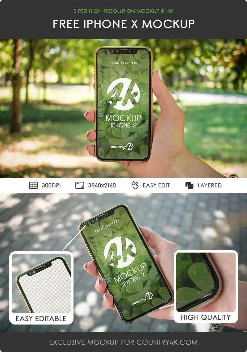 2 Hand Held iPhone X Mockups preview