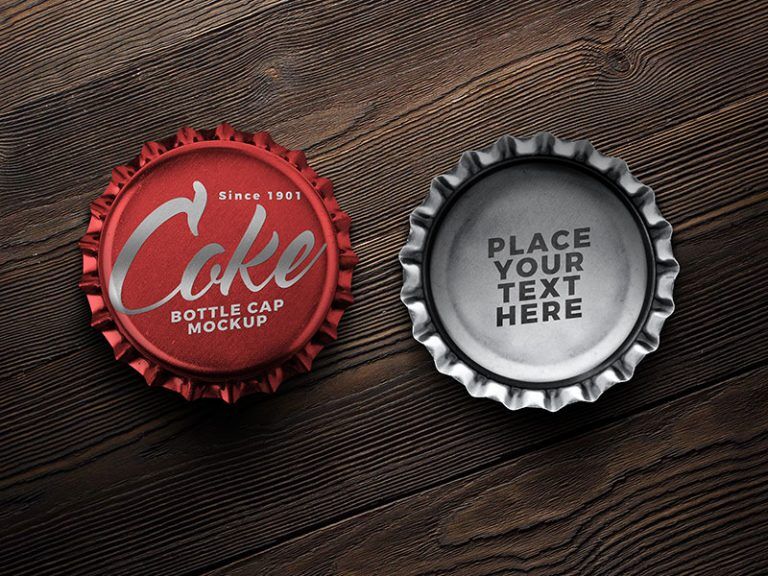 Top View Two Bottle Caps Facing Up and Down Mockup preview