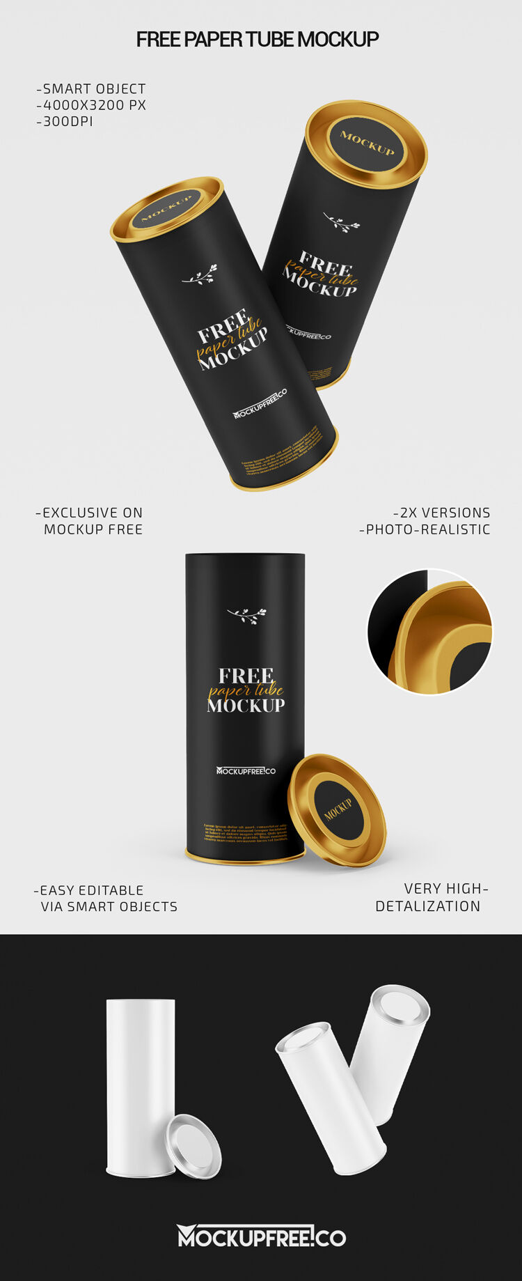 2 Mockups featuring Paper Tubes Standing and Floating in Air preview