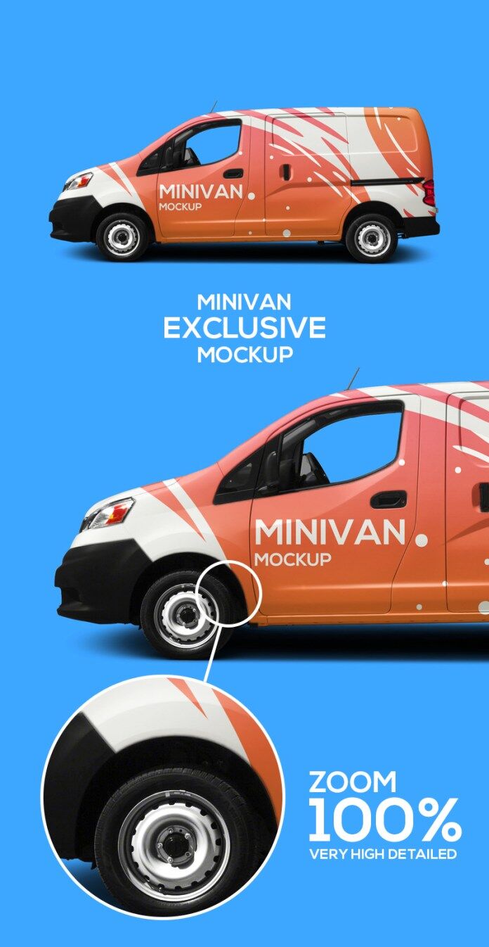 Side View of a Minivan Mockup