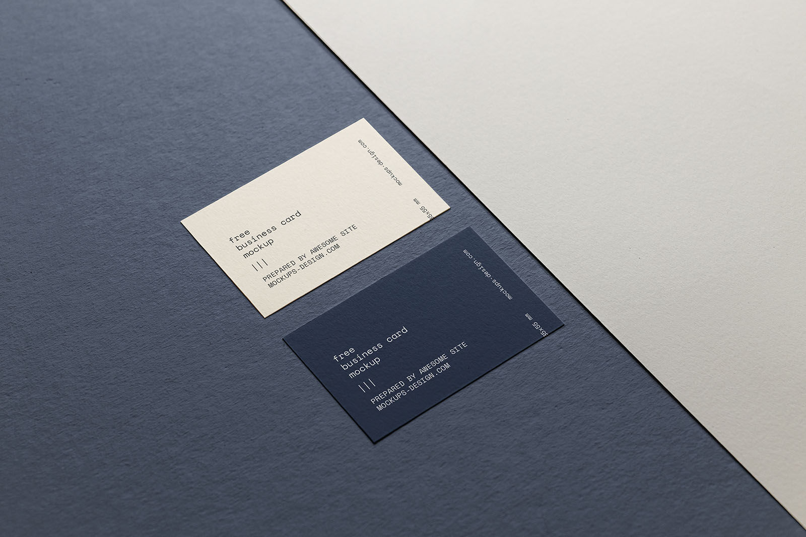 Perspective View of 2 Horizontal Business Cards on Paper Mockup preview