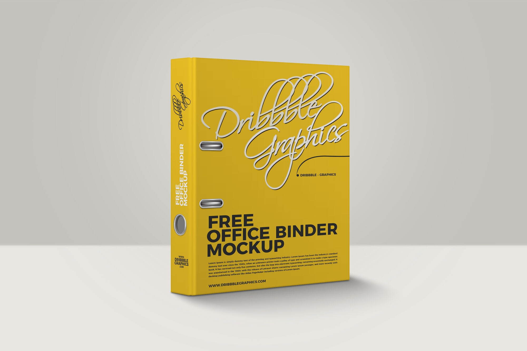 3/4 View Office Binder Standing in Plain Setting Mockup