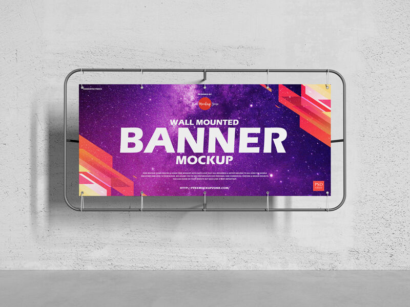 Front View of Vertical Fence Banner Mockup