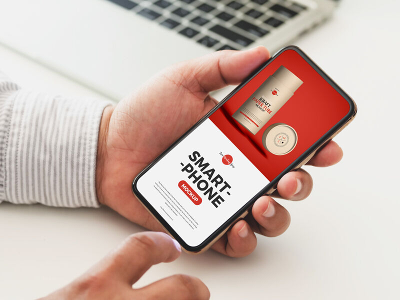 Mockup Featuring Hand Holding Smartphone