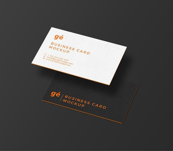 Perspective View of Both Sides of a Business Card Mockup preview