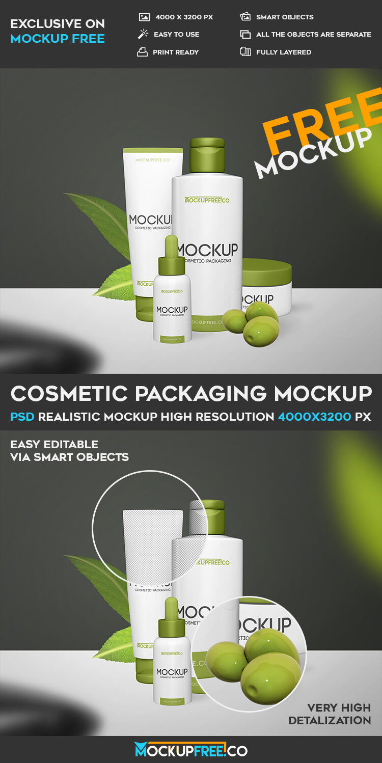 Set of Vertical Cosmetic Packaging Mockup
